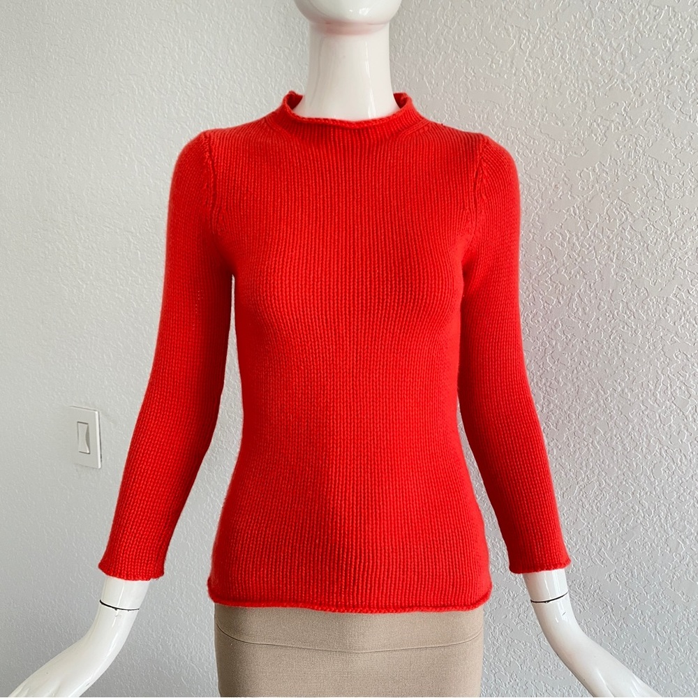 Tahari coral red cashmere sweater